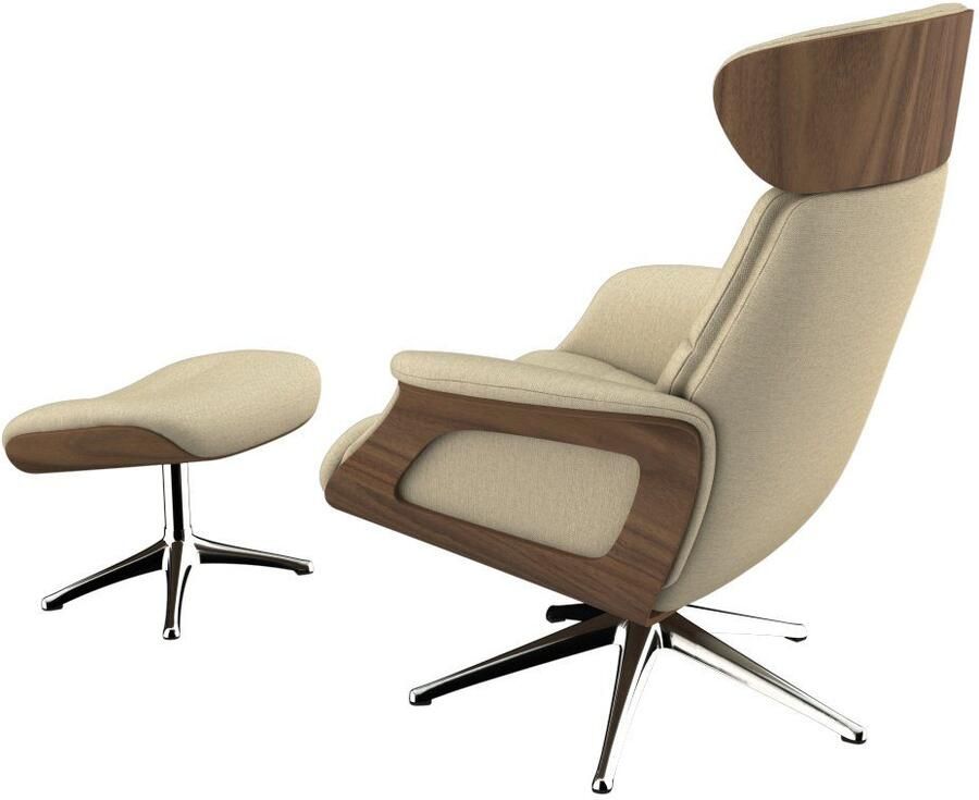 FLEXLUX Relaxfauteuil Rug- en hoofdverstelling ergonomisch Airchannels klasse comfort Rug- & hoofdverstelling draaibaar armleuning walnoot voet aluminium - Foto 3