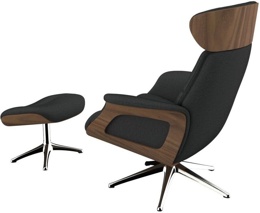 FLEXLUX Relaxfauteuil Rug- en hoofdverstelling ergonomisch Airchannels klasse comfort Rug- & hoofdverstelling draaibaar armleuning walnoot voet aluminium - Foto 2