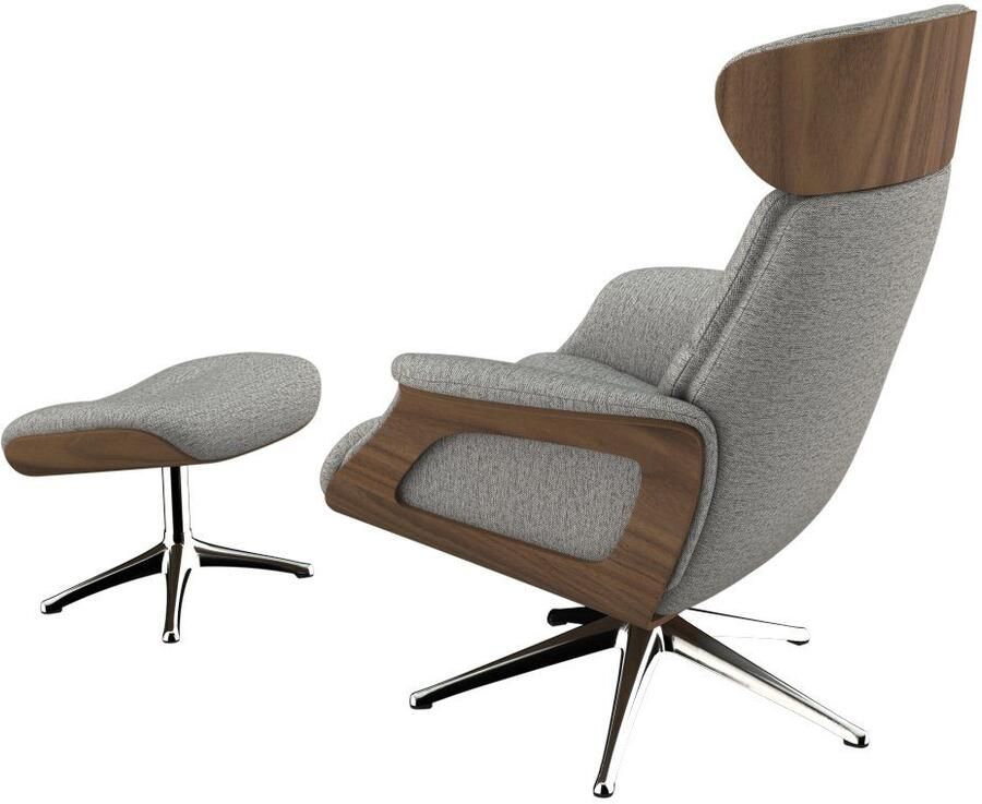 FLEXLUX Relaxfauteuil Rug- en hoofdverstelling ergonomisch Airchannels klasse comfort Rug- & hoofdverstelling draaibaar armleuning walnoot voet aluminium - Foto 2