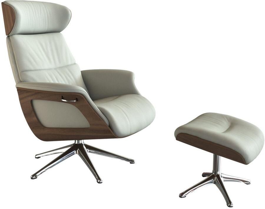 FLEXLUX Relaxfauteuil Rug- en hoofdverstelling ergonomisch Airchannels klasse comfort Rug- & hoofdverstelling draaibaar armleuning walnoot voet aluminium - Foto 5