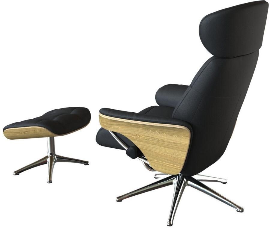 FLEXLUX Relaxfauteuil Skagen relaxfauteuil premium comfort armleuningen draaibaar Rug- en hoofdverstelling voet aluminium armleuning eik draaibaar - Foto 2