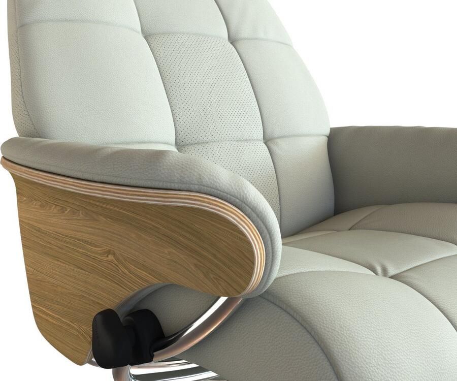 FLEXLUX Relaxfauteuil Skagen relaxfauteuil premium comfort armleuningen draaibaar Rug- en hoofdverstelling voet aluminium armleuning eik draaibaar - Foto 3