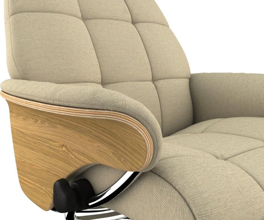 FLEXLUX Relaxfauteuil Skagen relaxfauteuil premium comfort armleuningen draaibaar Rug- en hoofdverstelling voet aluminium armleuning eik draaibaar - Foto 3