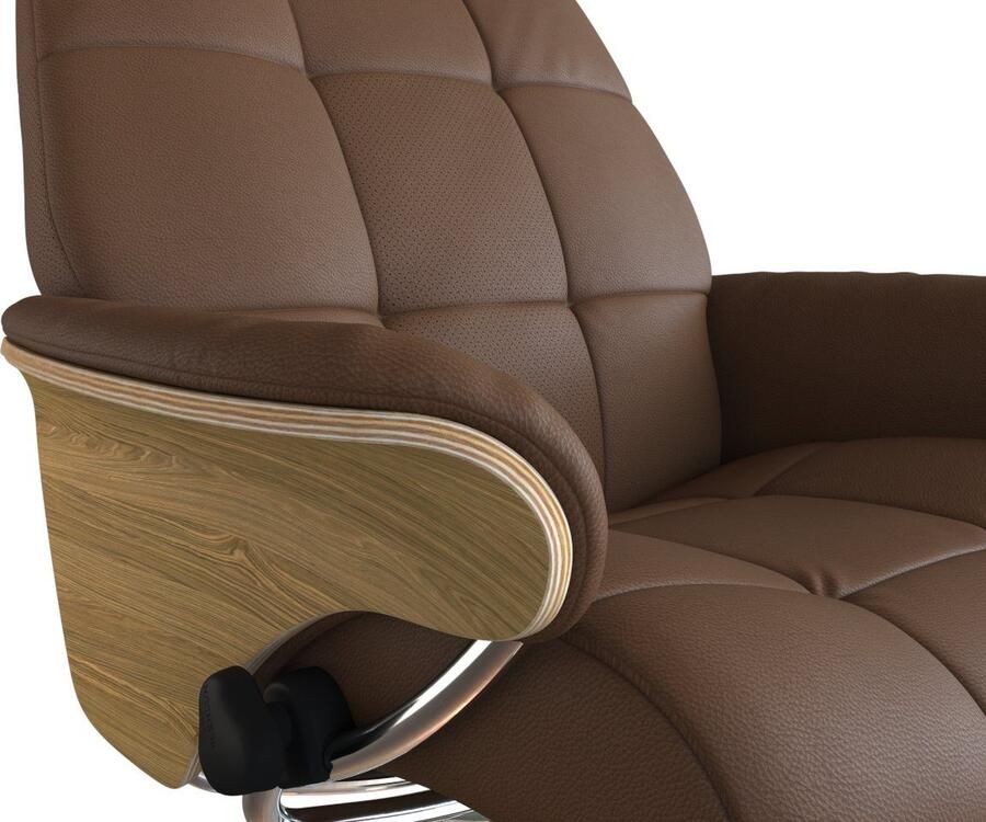 FLEXLUX Relaxfauteuil Skagen relaxfauteuil premium comfort armleuningen draaibaar Rug- en hoofdverstelling voet aluminium armleuning eik draaibaar - Foto 3