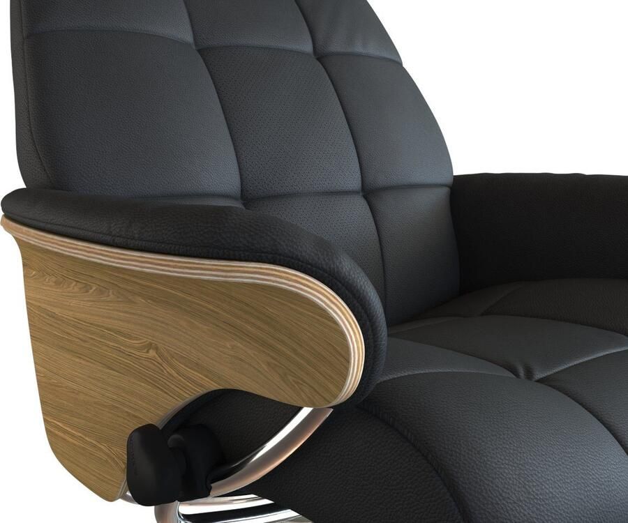 FLEXLUX Relaxfauteuil Skagen relaxfauteuil premium comfort armleuningen draaibaar Rug- en hoofdverstelling voet aluminium armleuning eik draaibaar - Foto 3