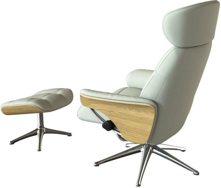 FLEXLUX Relaxfauteuil Skagen relaxfauteuil premium comfort armleuningen draaibaar Rug- en hoofdverstelling voet aluminium armleuning eik draaibaar - Foto 2
