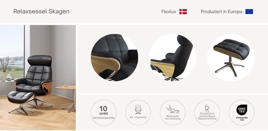 FLEXLUX Relaxfauteuil Skagen relaxfauteuil premium comfort armleuningen draaibaar Scandi - Foto 5