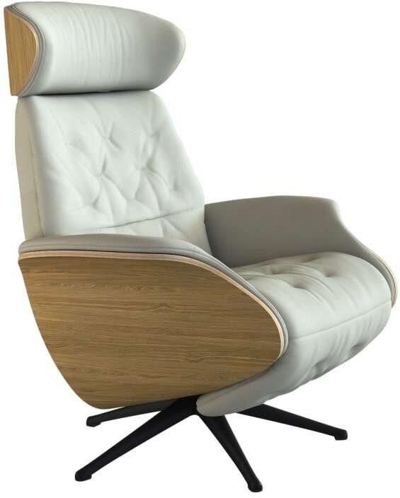 FLEXLUX Relaxfauteuil Volden praktische elektrische fauteuil Maat M elektrische rug- en voetensteun accu armleuning Eiken zwarte poot - Foto 4