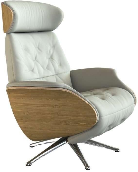 FLEXLUX Relaxfauteuil Volden praktische elektrische fauteuil Maat M elektrische rug- en voetensteun accu armleuning Eiken aluminium voet - Foto 4