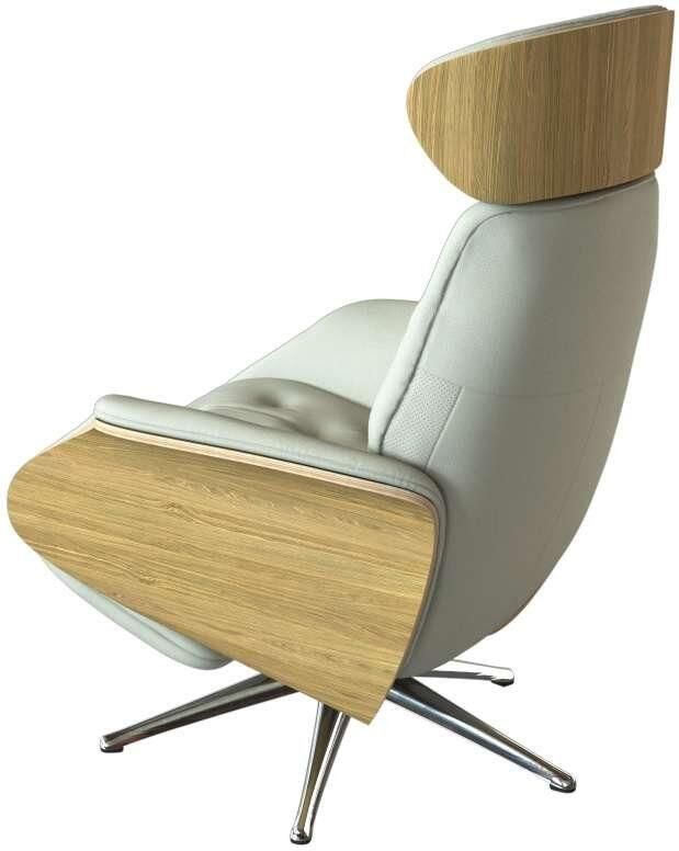 FLEXLUX Relaxfauteuil Volden praktische elektrische fauteuil Maat M elektrische rug- en voetensteun accu armleuning Eiken aluminium voet - Foto 3