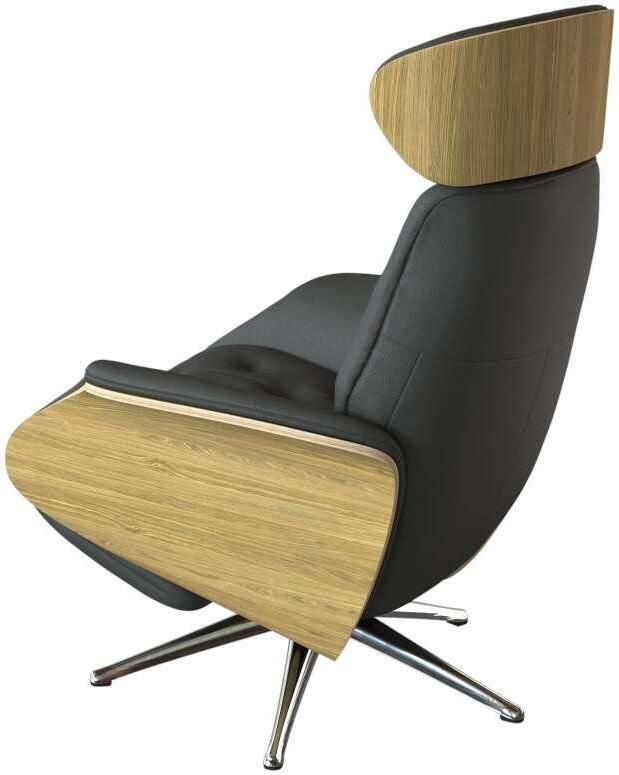 FLEXLUX Relaxfauteuil Volden praktische elektrische fauteuil Maat M elektrische rug- en voetensteun accu armleuning Eiken aluminium voet - Foto 3