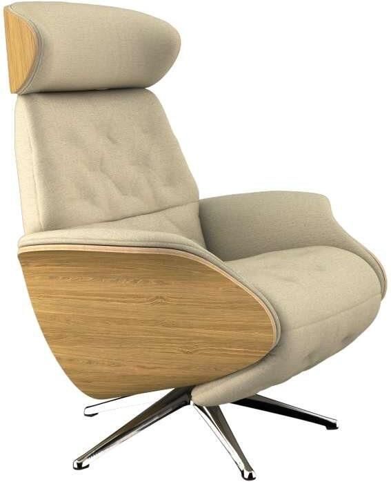 FLEXLUX Relaxfauteuil Volden praktische elektrische fauteuil Maat M elektrische rug- en voetensteun accu armleuning Eiken aluminium voet - Foto 4