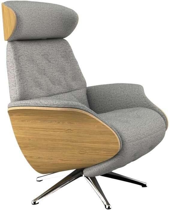 FLEXLUX Relaxfauteuil Volden praktische elektrische fauteuil Maat M elektrische rug- en voetensteun accu armleuning Eiken aluminium voet - Foto 4