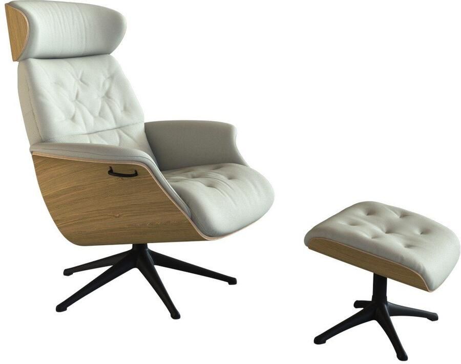 FLEXLUX Relaxfauteuil Volden TV-fauteuil verstelbare rug- & hoofdsteun draaibaar Rug- en hoofdeindeverstelling draaibaar voet zwart armleuning walnoot - Foto 4