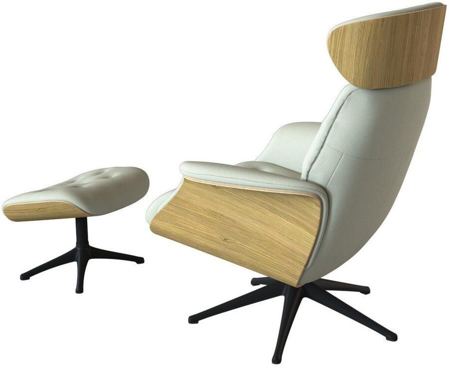 FLEXLUX Relaxfauteuil Volden TV-fauteuil verstelbare rug- & hoofdsteun draaibaar Rug- en hoofdeindeverstelling draaibaar voet zwart armleuning walnoot - Foto 2