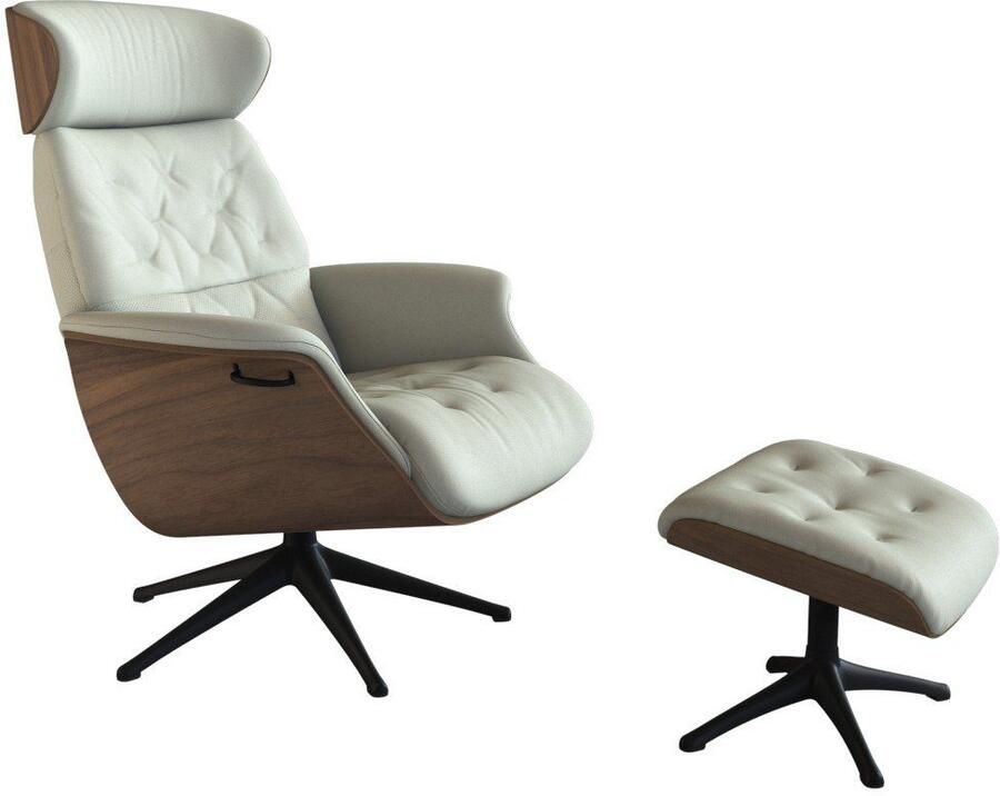 FLEXLUX Relaxfauteuil Volden TV-fauteuil verstelbare rug- & hoofdsteun draaibaar Rug- en hoofdeindeverstelling draaibaar voet zwart armleuning walnoot - Foto 4