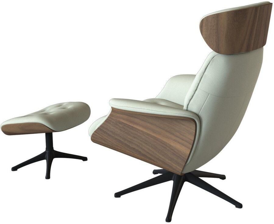 FLEXLUX Relaxfauteuil Volden TV-fauteuil verstelbare rug- & hoofdsteun draaibaar Rug- en hoofdeindeverstelling draaibaar voet zwart armleuning walnoot - Foto 2