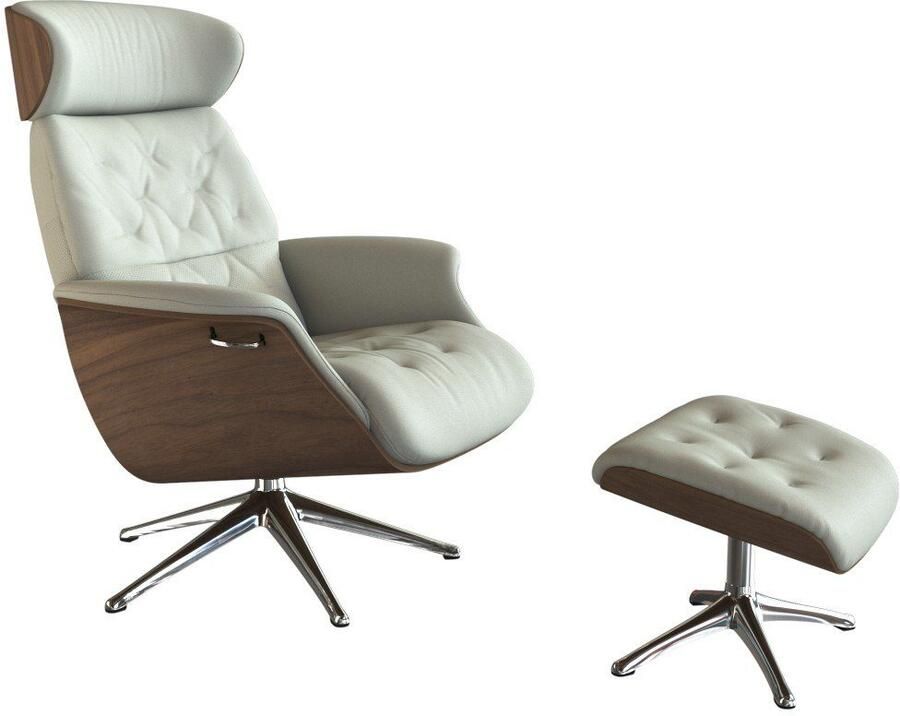 FLEXLUX Relaxfauteuil Volden TV-fauteuil verstelbare rug- & hoofdsteun draaibaar Rug- en hoofdverstelling draaibaar voet aluminium armleuning walnoot - Foto 4