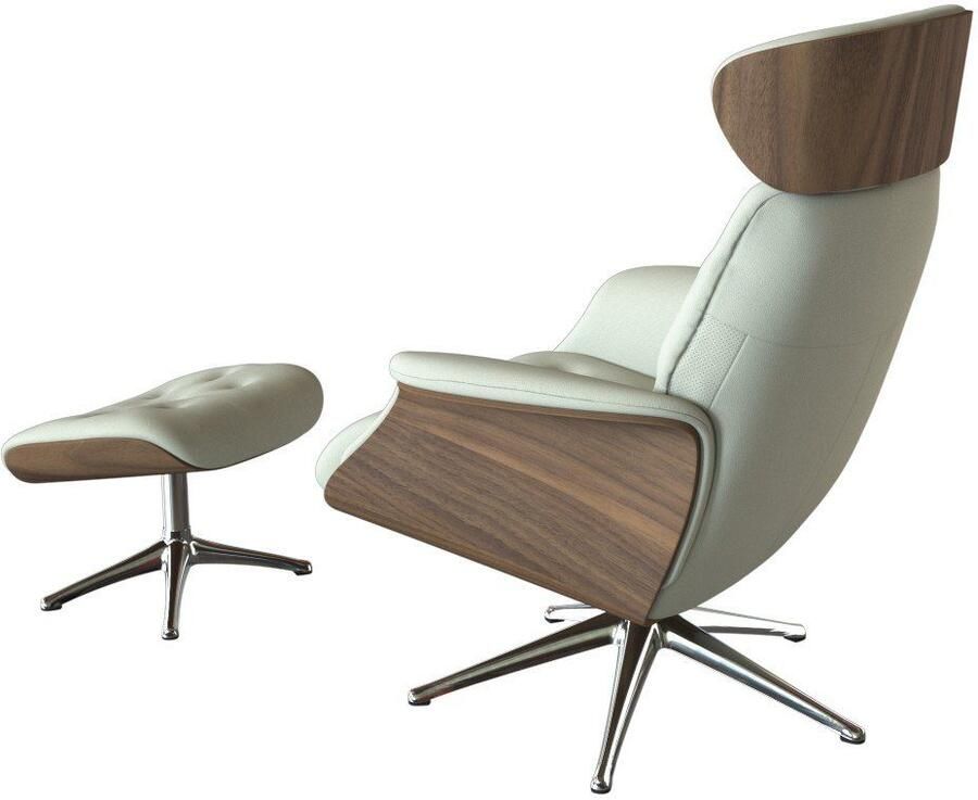 FLEXLUX Relaxfauteuil Volden TV-fauteuil verstelbare rug- & hoofdsteun draaibaar Rug- en hoofdverstelling draaibaar voet aluminium armleuning walnoot - Foto 2