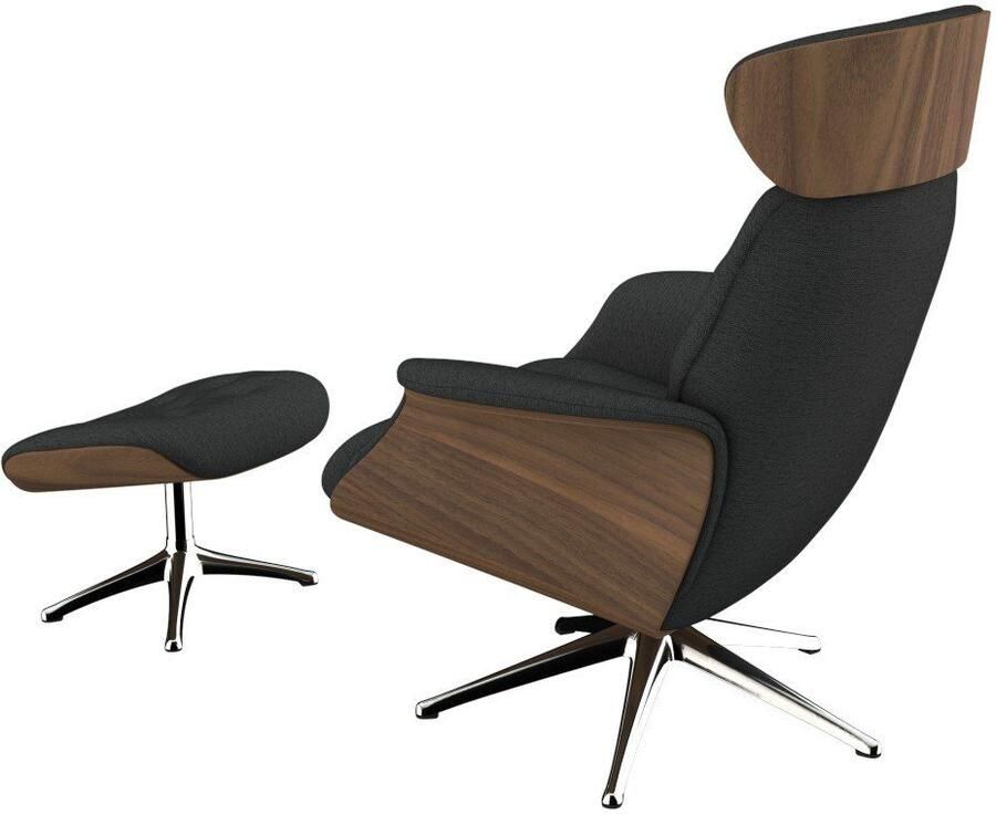 FLEXLUX Relaxfauteuil Volden TV-fauteuil verstelbare rug- & hoofdsteun draaibaar Rug- en hoofdverstelling draaibaar voet aluminium armleuning walnoot - Foto 2