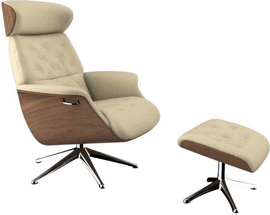FLEXLUX Relaxfauteuil Volden TV-fauteuil verstelbare rug- & hoofdsteun draaibaar Rug- en hoofdverstelling draaibaar voet aluminium armleuning walnoot - Foto 5