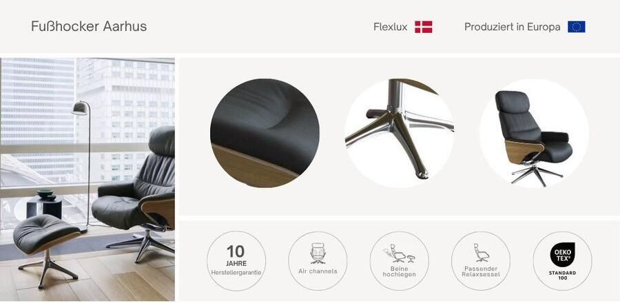 FLEXLUX Voetenbankje Aarhus voor ontspanning ergonomisch comfort klassieke stijl - Foto 2