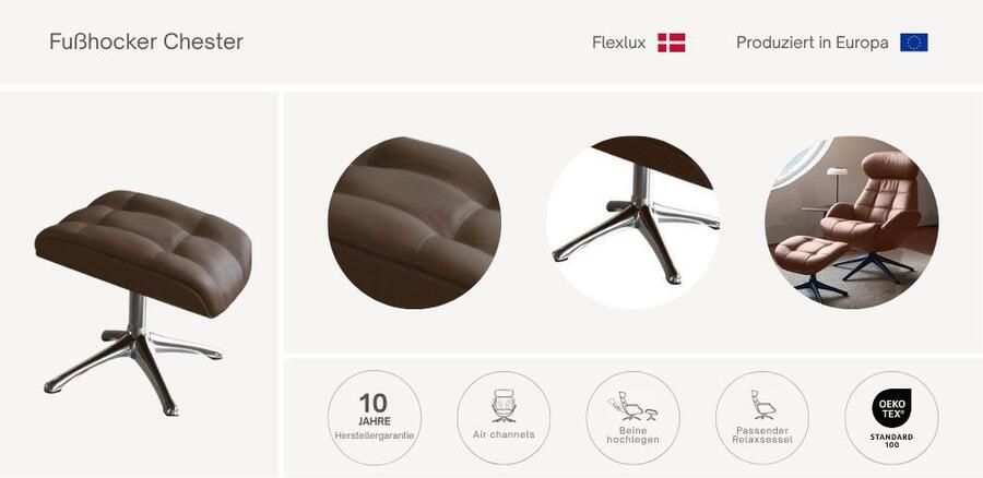 FLEXLUX Voetenbankje Chester beensteun ontspanning hoog comfort ergonomisch - Foto 2