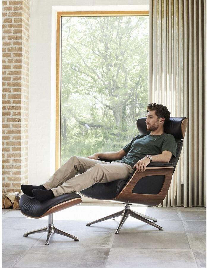 FLEXLUX Voetenbankje Clement Beensteun Uitstekend Comfort Robuuste Alu voet voor beensteun voor een betere ontspanning eiken aluminium voet - Foto 2