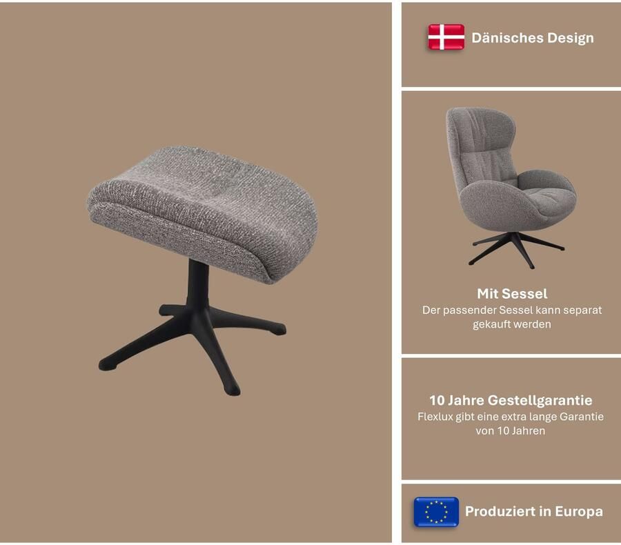 FLEXLUX Voetenbankje Haze Beensteun Scandinavisch Design uitstekend comfort