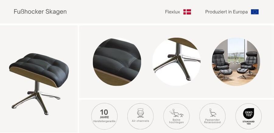 FLEXLUX Voetenbankje Skagen beensteun ontspanning premium comfort Scandi design - Foto 2