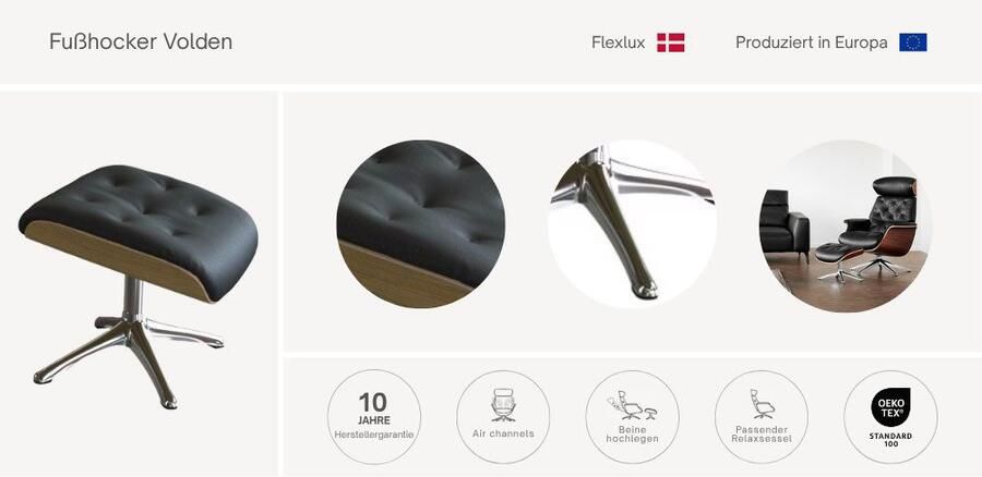 FLEXLUX Voetenbankje Volden Beensteun onderhoudsvriendelijk Scandinavisch design hoog comfort - Foto 2