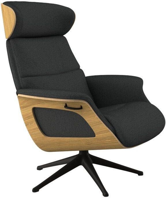FLEXLUX Relaxfauteuil Clement rug- en hoofdverstelling ergonomisch Airchannels Rug- & hoofdsteunverstelling draaibaar armleuning eik zwart voet - Foto 10