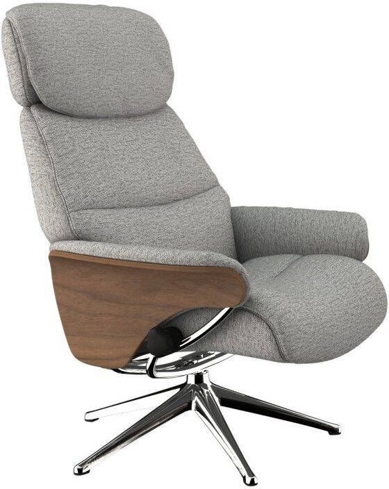 FLEXLUX Relaxfauteuil Relaxchairs Aarhus Relaxfunctie & verstelling van hoofdsteun en rugleuning armleuningen Walnoot aluminium voet M