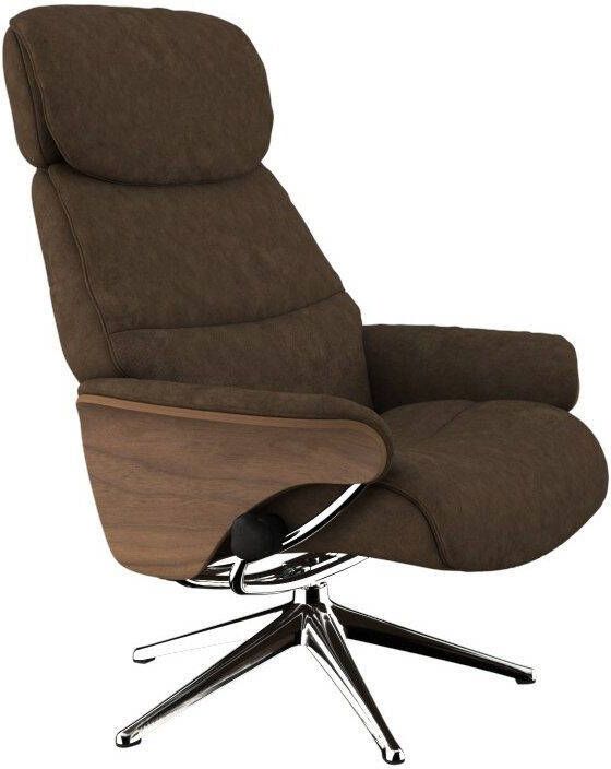 FLEXLUX Relaxfauteuil Relaxchairs Aarhus Relaxfunctie & verstelling van hoofdsteun en rugleuning armleuningen Walnoot aluminium voet M