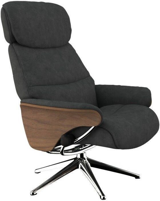 FLEXLUX Relaxfauteuil Relaxchairs Aarhus Relaxfunctie & verstelling van hoofdsteun en rugleuning armleuningen Walnoot aluminium voet M