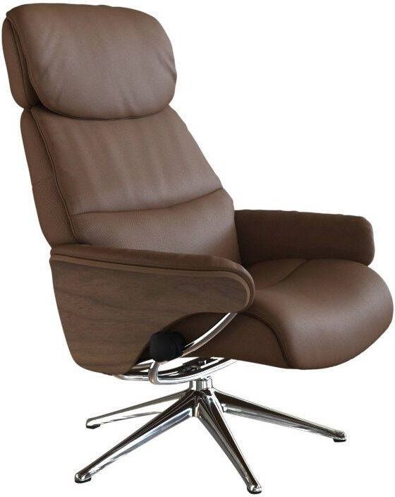 FLEXLUX Relaxfauteuil Relaxchairs Aarhus Relaxfunctie & verstelling van hoofdsteun en rugleuning armleuningen Walnoot aluminium voet M