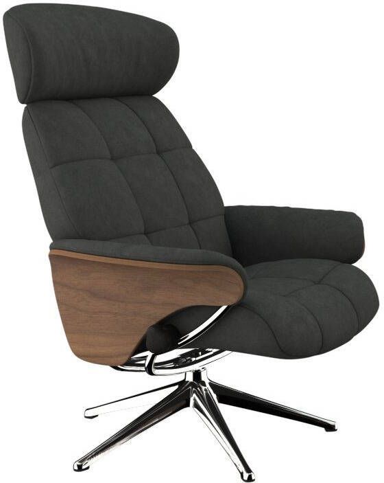 FLEXLUX Relaxfauteuil Relaxchairs Skagen Relaxfunctie & verstelling van hoofdsteun en rugleuning armleuningen Walnoot aluminium voet M - Foto 10