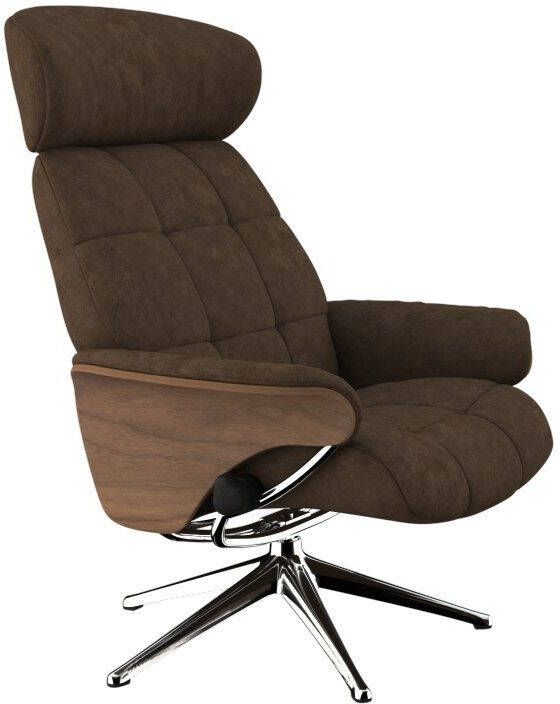 FLEXLUX Relaxfauteuil Relaxchairs Skagen Relaxfunctie & verstelling van hoofdsteun en rugleuning armleuningen Walnoot aluminium voet M