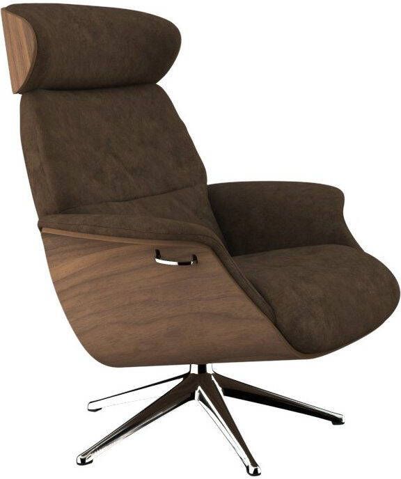 FLEXLUX Relaxfauteuil Relaxchairs Volden Rugleuning & hoofdsteun verstelbaar draaibaar armleuningen Walnoot aluminium voet M