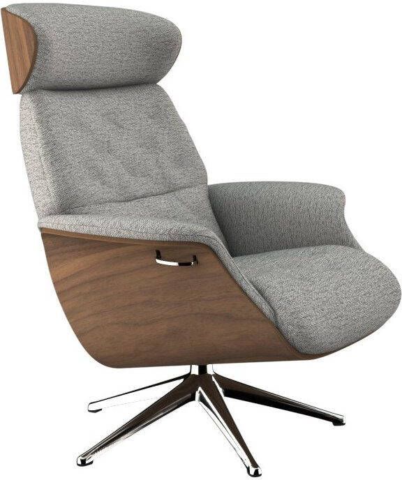 FLEXLUX Relaxfauteuil Relaxchairs Volden Rugleuning & hoofdsteun verstelbaar draaibaar armleuningen Walnoot aluminium voet M - Foto 10