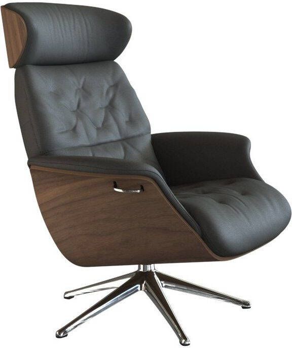 FLEXLUX Relaxfauteuil Relaxchairs Volden Rugleuning & hoofdsteun verstelbaar draaibaar armleuningen Walnoot aluminium voet M - Foto 10