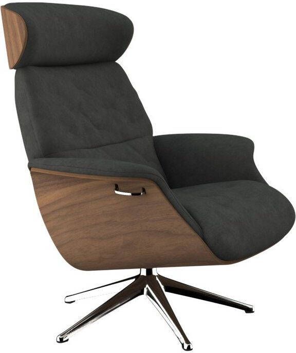 FLEXLUX Relaxfauteuil Relaxchairs Volden Rugleuning & hoofdsteun verstelbaar draaibaar armleuningen Walnoot aluminium voet M - Foto 10