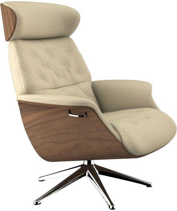 FLEXLUX Relaxfauteuil Relaxchairs Volden Rugleuning & hoofdsteun verstelbaar draaibaar armleuningen Walnoot aluminium voet M - Foto 10