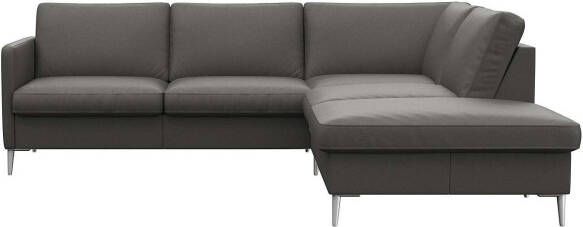 FLEXLUX Hoekbank Fiore L-vorm smalle armleuningen aluminiumkleurige voeten b d 234 225 cm koudschuim in de zitplaats - Foto 6