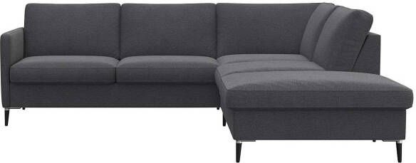 FLEXLUX Hoekbank Fiore L-vorm smalle armleuningen aluminium zwarte poten bxd 234x225 cm koudschuim in de zitting - Foto 5