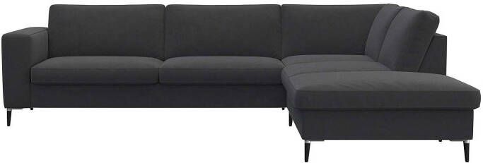 FLEXLUX Zithoek Fiore brede armleuningen koudschuim poten aluminium + zwart