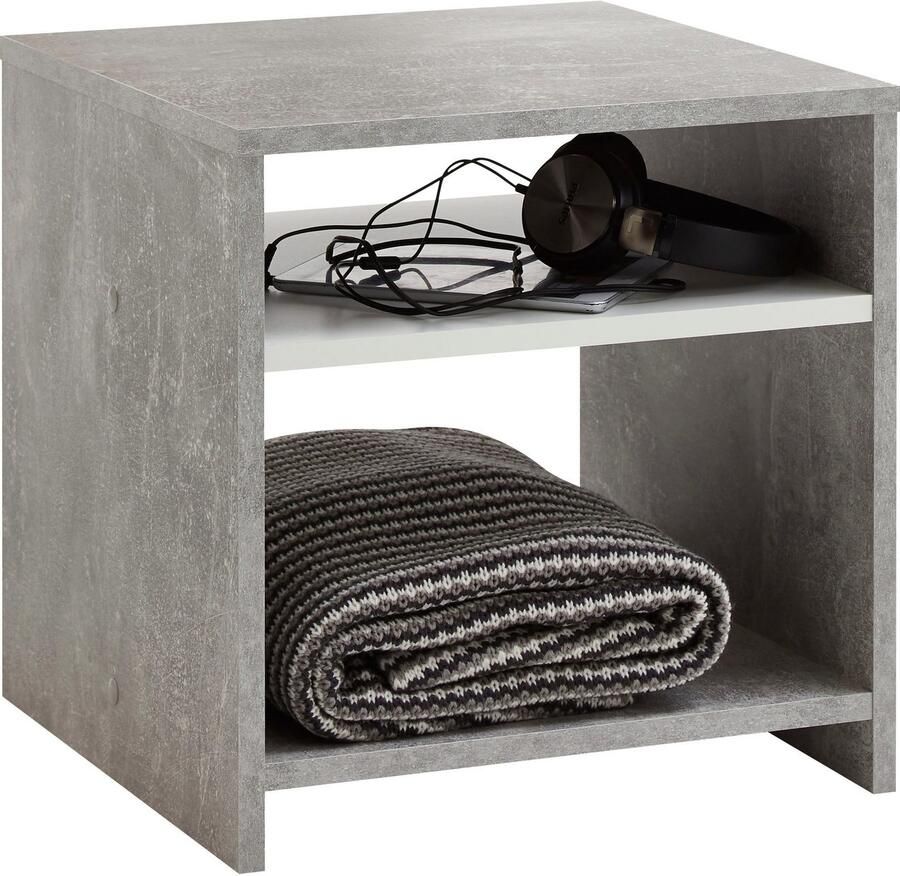 FMD Salontafel met schap betongrijs en wit - Foto 5