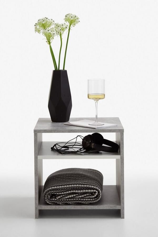 FMD Salontafel met schap betongrijs en wit - Foto 9