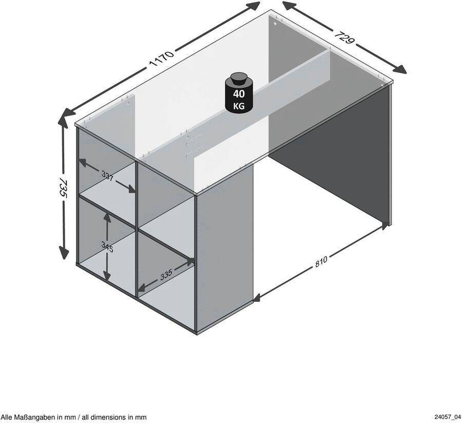 FMD Bureau Droit avec Étagères Latérales L117cm Gent - Foto 3