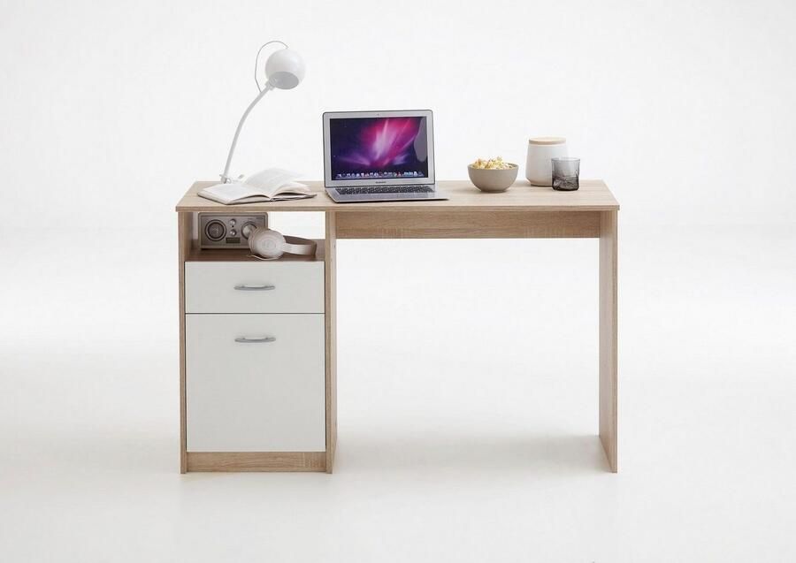 LuxeLivin' FMD Bureau met 1 lade 123x50x76 5 cm eikenkleurig en wit - Foto 7